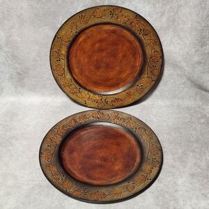 Better Homes & Garden Faux Antique Copper CHARGER Plate 13" set of 2 leaves fall